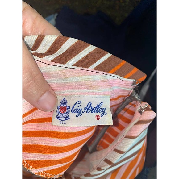 Vintage 60's Cay Artley Striped S/S  Shift Dress Size M/L - Picture 4 of 4